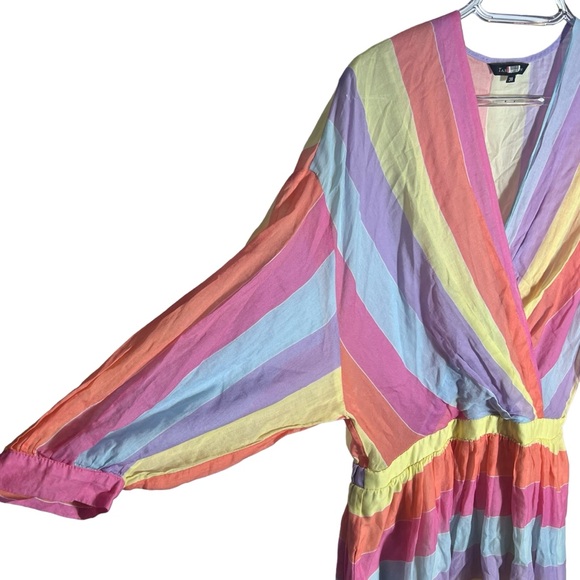 Tara Jarmon Multicolored Stripey Hourglass Midi Dress, French Size 38 - Picture 4 of 14